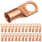 SELTERM 25pcs 1/0 AWG 1/2" Stud Battery Lugs, Heavy Duty Copper Wire Ring Terminals, UL Bare Copper Connectors