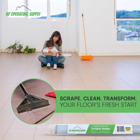 KP Operating Supply 8" 5 -Pack Replacement Floor Scraper Blades - Angled Demolition Scraper Blades for Efficient