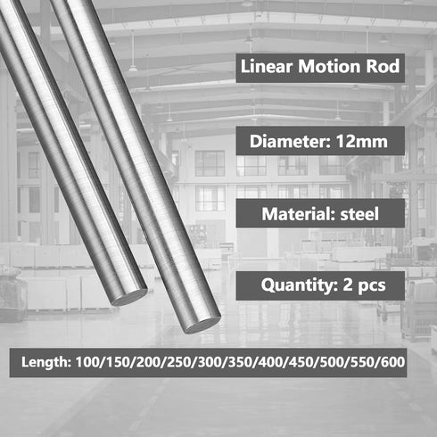 2Pcs 12mm x 200mm Linear Rail Rod Shaft Case Hardened Chrome Linear Motion Guide for 3D Printer