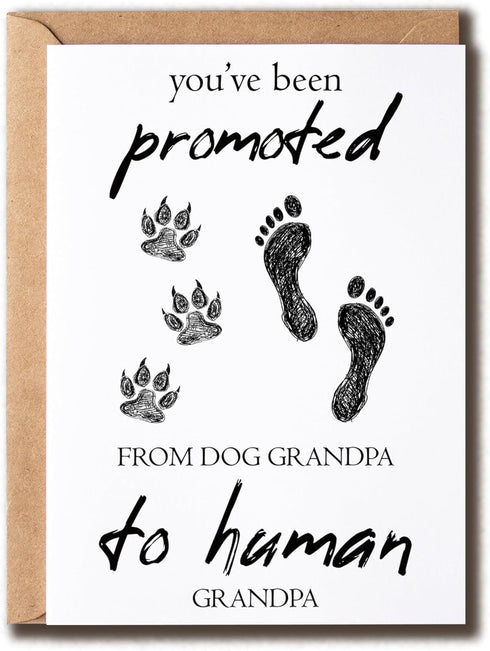 EdgarGifts You've Been Promoted Card - Dog Grandpa To Human Grandpa Card -