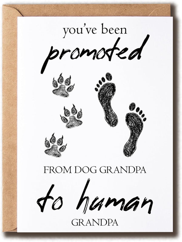 EdgarGifts You've Been Promoted Card - Dog Grandpa To Human Grandpa Card -