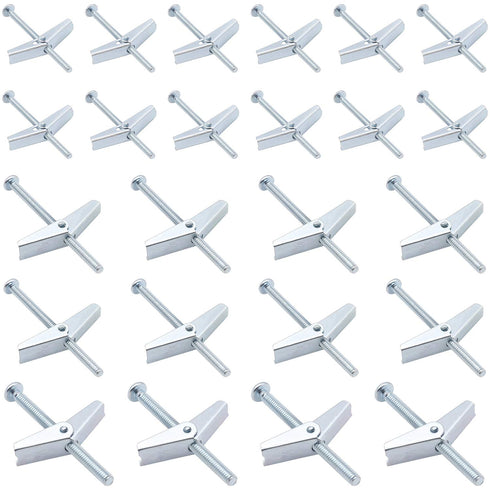 24 Pieces Toggle Bolt and Wing Nut for Hanging Heavy Items on Drywall - 1/8 Inch, 3/16 Inch, 1/4 Inch