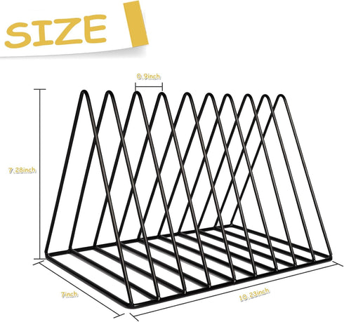 Udreamer 9 Slot Vinyl Holder, Desktop Vinyl Record Storage for Up to 30 Vinyl Records, Metal Magazine Rack for Office