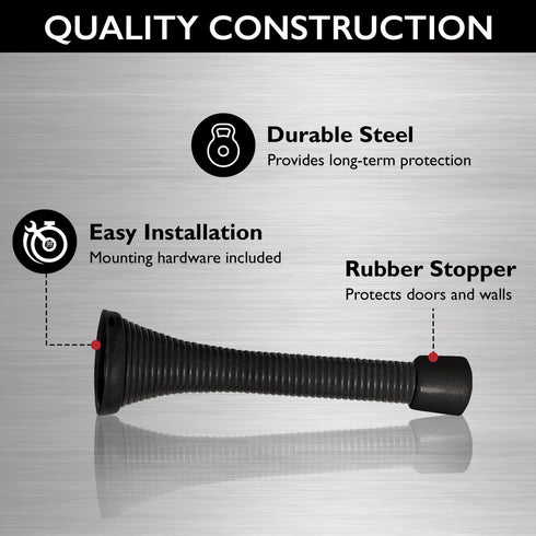 Design House Spring Door Stop Wall Protector with Rubber Tip, Oil Rubbed Bronze Solid Steel Stoppers, 10-Pack, 181719
