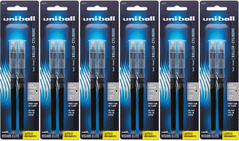 Uni-Ball Vision Elite Rollerball Pen Refills, 0.8mm, Bold Point, Black Ink, 2 Count (6 Pack)