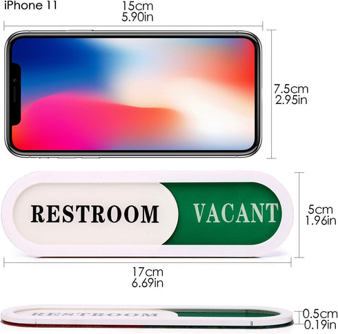 Vacant Occupied Sign for Home Office, Hotels, Hospital Restroom, Slider Door Sign (6.69'' x 1.96'')