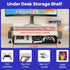 No Drill Under Desk Laptop Mount, Metal Under Desk Storage Shelf with Cable Management, Laptop Storage Tray