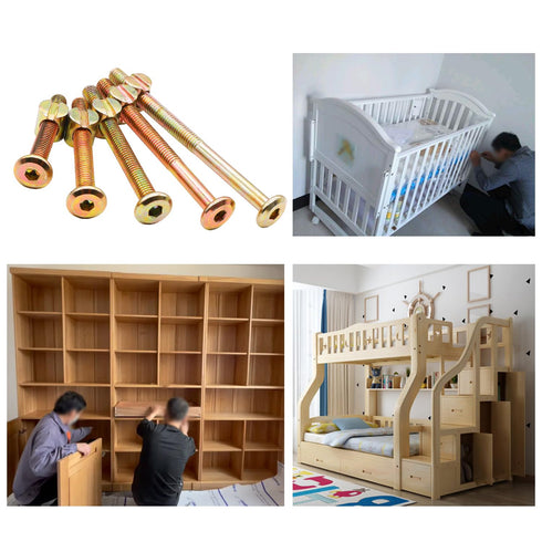 weideer 26 Set M6x20/40/50/60/70/80mm Crib Screws Hardware Replacement Kit Baby Bed Frame Bolts Barrel Nuts Wooden