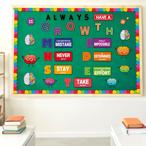 Growth Mindset Bulletin Board Decorations - Motivational Cutouts, Positive Sayings for Elementary and Middle School