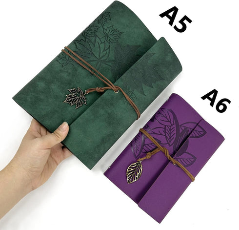 Leather Writing Journal Refillable Travelers Notebook for Women, Art Sketchbook, Travel Diary, Dark Green