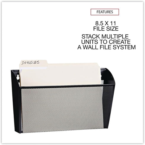 Universal UNV20026 14 in. x 3.1 in. x 8.2 in. Metal Mesh Wall Letter File - Black