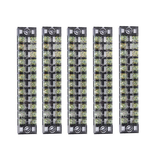 Summer-Home 5Pcs 15A 600V Terminal Barrier Strip - 12 Position Covered Dual Row Screw Connector Block