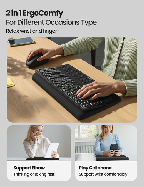 Vaydeer Wrist Rest with Keyboard Stand, Computer Wrist Support Pad, Ergonomic Keyboard Riser Holder Lifter Tray
