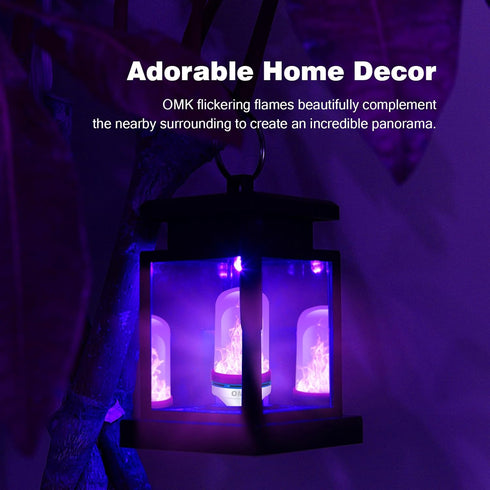 Upgraded Purple LED Flame Light Bulbs - Flickering Light Bulbs with Gravity Sensing, E26 Base Flame Bulb, Holiday Christmas Indoor Outdoor Light Bulbs, Valentine Decoration Gifts Lights (2Pack) by OMK