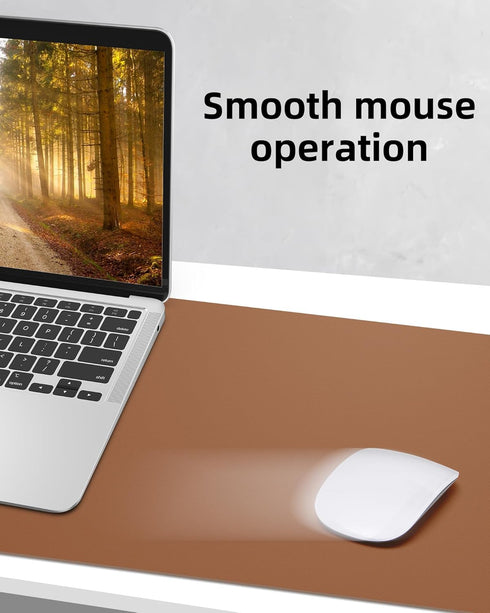 Leather Desk Pad Protector, Non-Slip PU Leather Mouse Pad, Large Waterproof Desk Mat for Office/Home Decor, Brown