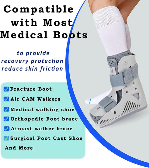 Aisesine 2 Walking Boot Sock Replacement Extra-Wide Knee High Socks for Foot Brace,Fracture Boot Men & Women Pairs