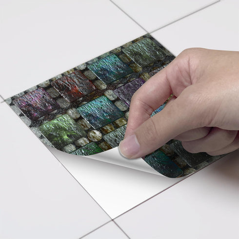 25Pcs Peel&Stick Mosaic Wall Tile Transfers for Home Decor, 4x4inch Waterproof Vinyl Splashback Sticker Tile Decal