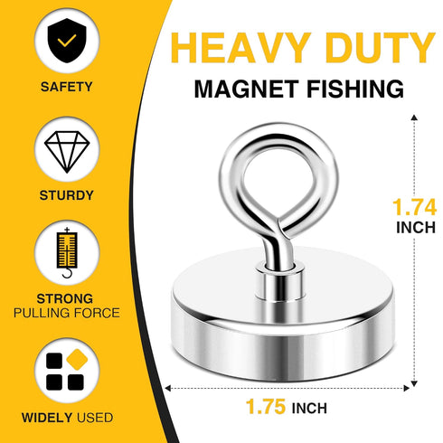 DIYMAG Neodymium Fishing Magnets - 200 lbs Pulling Force Rare Earth Magnet for Magnetic Fishing