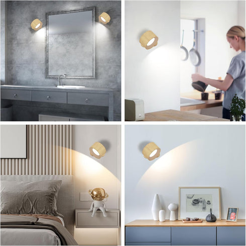 3 3 360 1 Pack AKSDA Battery Operated Wall Light, LED Wall Sconce with Color Modes, Brightness Levels, Rotation, Touch