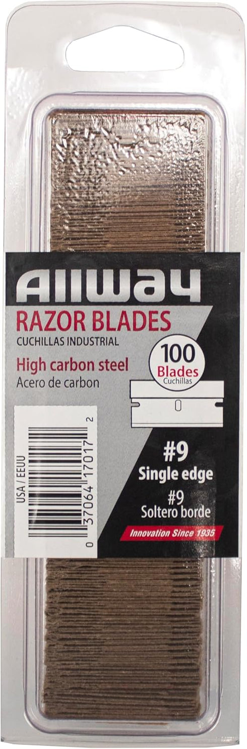 ALLWAY SEB100VP #9 Single-Edge Razor Blades, 100 Pack Clamshell