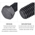 2Pcs Hex Bolts (M14-2x160mm), 8.8 Grade Carbon Steel Fully Threaded Black Oxide Hex Head Screw Bolt