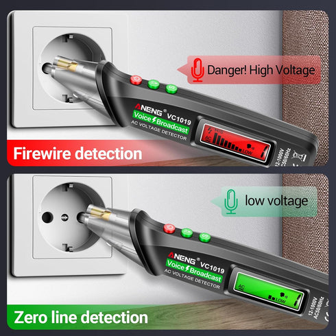 ANENG Voice Broadcast Non-Contact Voltage Tester, AC 12V-1000V Electrical Tools with LCD Display, Pocket-Sized