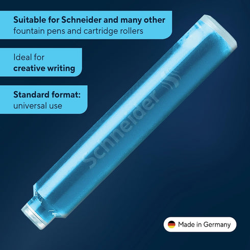 6 (166130) Schneider Ink Cartridge Pastel, Standard Format, Ball Closure, Refill for Fountain and Cartridge Rollerball