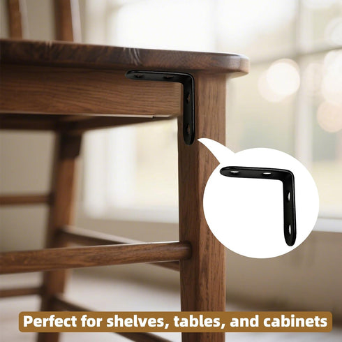 20 Pack 1-9/16" L Brackets for Shelves Corner Brace| Heavy Duty Stainless Steel Wall Mount Bracket| Black Metal Small