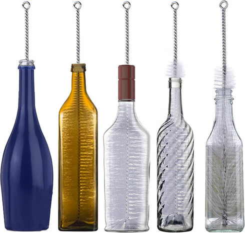 Bottle Brush for Cleaning Narrow Neck Swing Top Glass Bottles, Wine, Beer, Soda, Spray Bottles (White + 1PC)