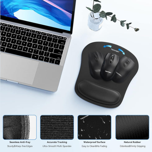 Set TECKNET Keyboard Wrist Rest and Mouse Pad with Wrist Support, Memory Foam for Computer/Laptop/Mac, Lightweight