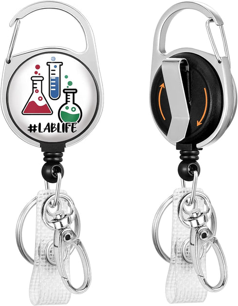 LAB LIFE Medical Badge Reel Retractable Heavy Duty with 360° Swivel Carabiner Clip for ID Badge Holder