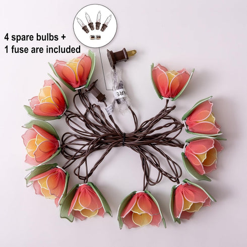 TWINKVILLA 10 Bulbs, Decorative String Lights Plug in with Flower Garland Fairy Lights Connectable Weatherproof Outdoor