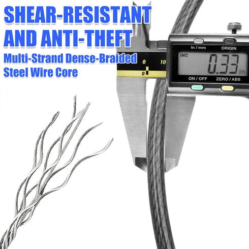 5/16in 4FT/6FT/8FT/10FT Heavy-Duty Security Cable with Loops Cut-Resistant and Waterproof Security Cable Suitable