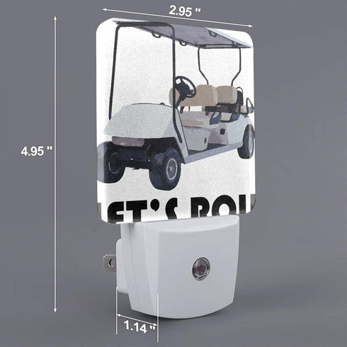 Loklneyk Let's Roll Golf Cart Night Light Plug Into Wall,Nightlights with Light Sensor Dusk to Dawn,Plug in Night