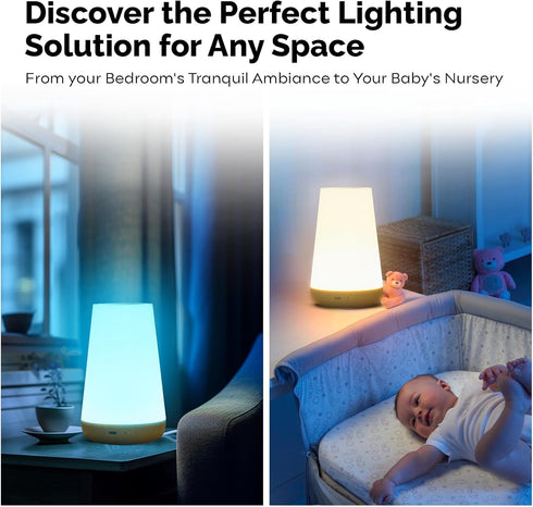 Smart Touch LED Night Light, Cordless Rechargeable Lamp for Bedroom Night Stand with Remote Control, Portable Night