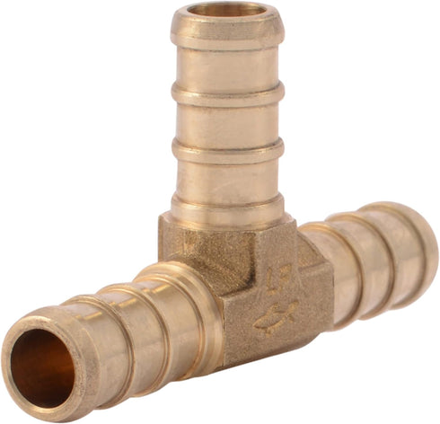 SharkBite 3/8 Inch Crimp Tee, Brass Plumbing Fitting for PEX Pipe, PE-RT, UC360LFA