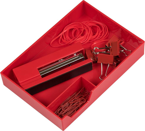 JAM Paper Stackable Half Desk Trays - Red, Office & Desk Supply Organizer, Sold Individually