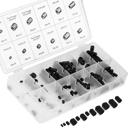 NEIKO 50484A Internal Hex Allen Set Screw Assortment Kit, 200-Piece Set, Coarse and Fine Thread