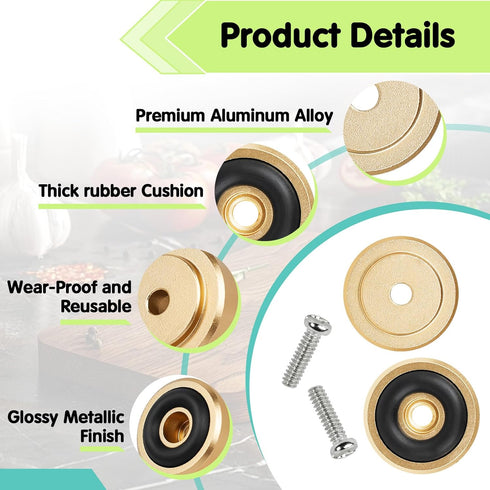 Kamrexi 8 Pcs Cutting Board Metal Feet with Non Slip Pads, Non Slip Metal Cutting Board Feet with Silicone Rubber