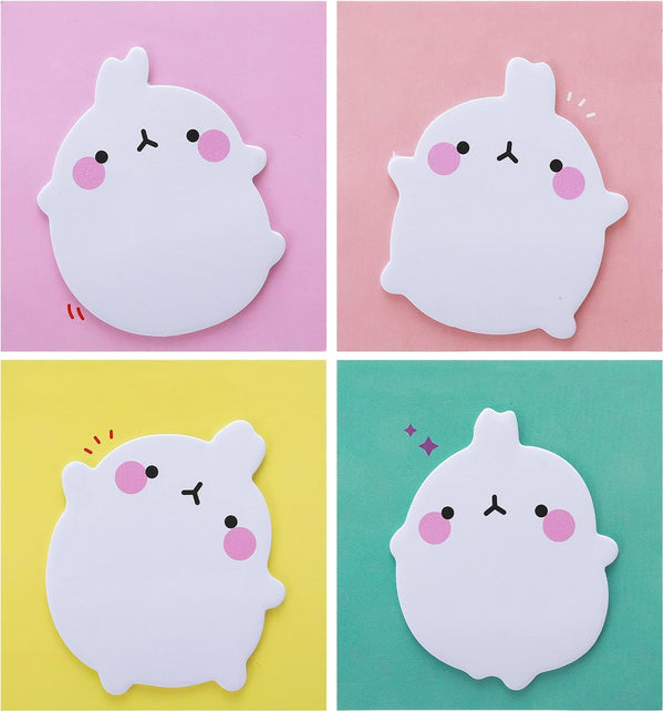 Cute Animal Self Stick Notes, 8 Pack Kawaii Rabbit Sticky Notes, Cartoon Memo Pads for Students Home Office Gifts