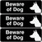 Excello Global Products Beware of Dog Sign, Easy to Mount Informative Plastic Sign with Symbols, Pack of 3