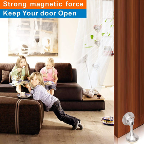 Magnetic Door Stop 4 Pack, Brushed Nickel No Drilling Needed, Soft-Catch Magnetic Door Holder for Home