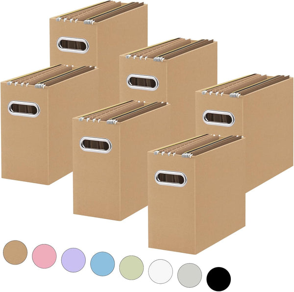 Oterri Small File Organizer, Collapsible Cardboard File Box for Letter Size, Portable with Handle