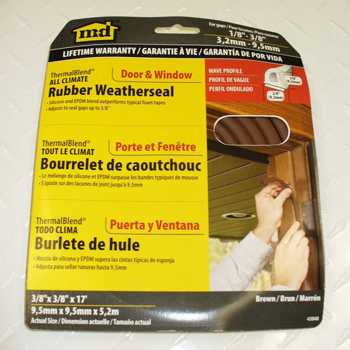 M-D Building Products 43848 All-Climate Thermalblend Weatherseal, Wave Profile, 17 Feet, Brown