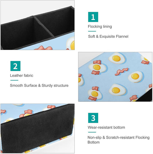 Generic Fried Eggs And Bacon Desk Organizer Leather Pen Holder Desktop Storage Makeup Drawer for Remote Control