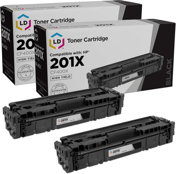 LD Products Compatible Toner Cartridge for HP 201X CF400X - High Yield Black, 2-Pack