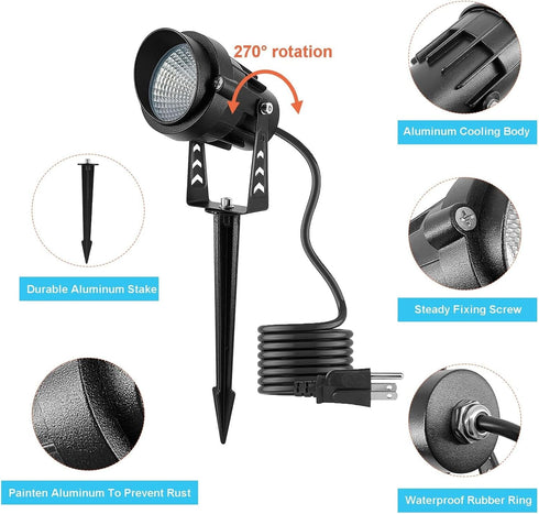 kooplicht 12W 3000K IP65 3- Stakes(2 Pack) Warm White Spot lights Outdoor, Landscape Spot Lights, Waterproof Garden