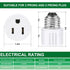 Outlet Light Socket Adapter, Screw in Outlet Socket, E26 Light Bulb to Outlet Socket Converter for Porch Light, Camera,