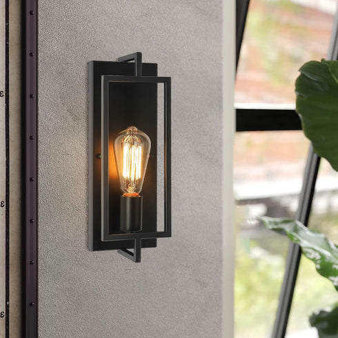 Black Wall Sconce Lighting, Single Light Bathroom Vanity Light fixtures Modern Indoor