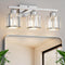 comzler 3-Light Bathroom Light Fixtures Over Mirror, Brushed Nickel Crystal Wall Sconce